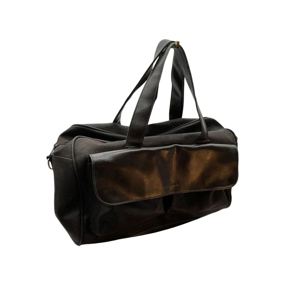 Lagerfeld‎ Mens Brown Textured Pebble Duffel Bag Weekend Travel Carry On